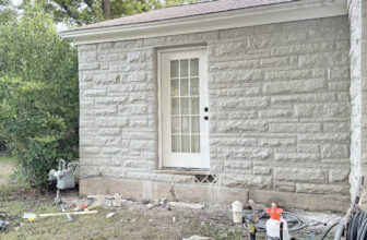 The Finished Faux Stone On The Exterior Bedroom Door Is Finished!